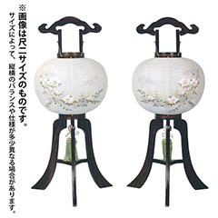 大内行灯 黒檀 絹二重 対柄 (一対入り) 木製 電気コード式