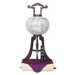 盆提灯: 大内行灯 神代杉 絹二重 桐箱入り 極厚23mm 木製 電気コード式