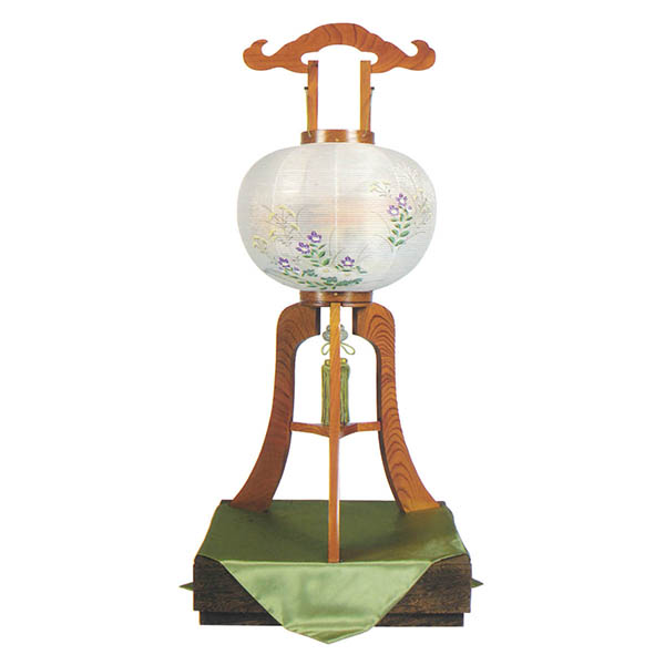 大内行灯 総欅 絹二重 焼桐箱入り  木製 電気コード式