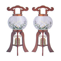 盆提灯: 大内行灯 けやき 絹二重 （一対入り）  木製 電気コード式 【組立不要】