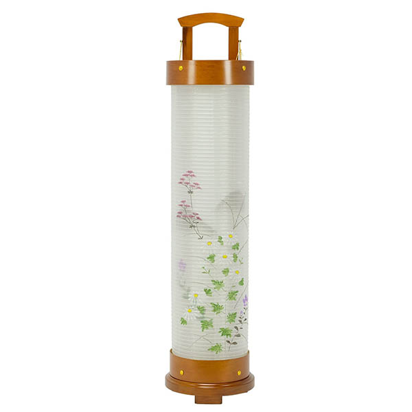 愁霊燈 香華 こうか 絹二重 絵入 木製 電気コード式