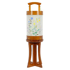 愁霊燈 ゆらぎ 絹二重 絵入 木製 電気コード式 【組立不要】