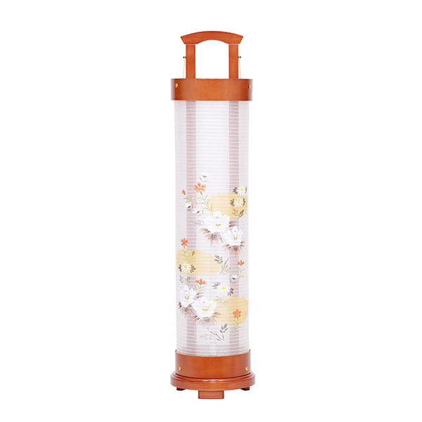 佑季監修 愁霊燈 白芙蓉 しろふよう 絹 絵入 木製 電気コード式