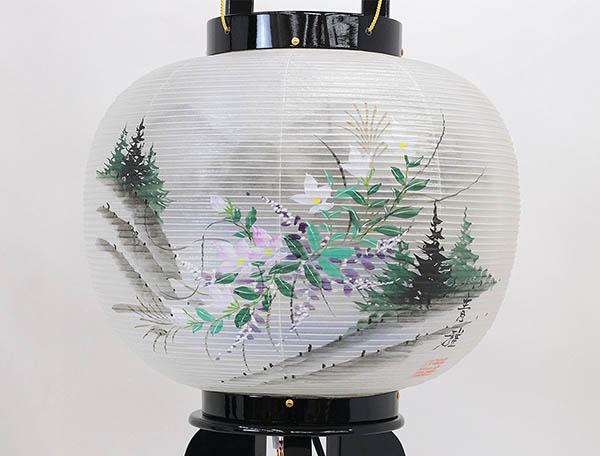 盆提灯 井上為吉 行灯 本黒塗 絹二重 雄雅 対柄 (一対入り) 詳細画像 井上為吉 盆提灯 行灯 本黒塗 絹二重 雄雅 対柄 (一対入り) 詳細画像