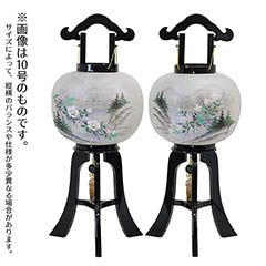 盆提灯: 行灯 本黒塗 絹二重 雄雅 対柄 （一対入り） 木製 電気コード式