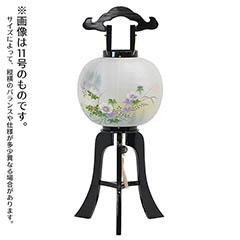 行灯 本黒塗 絹二重 芙蓉山水 木製 電気コード式