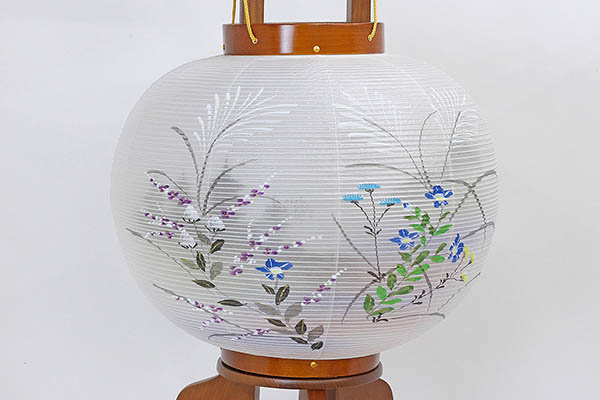盆提灯 大西生糸工芸 けやき調 絹二重 絵入 詳細画像 大西生糸工芸 盆提灯 けやき調 絹二重 絵入 詳細画像