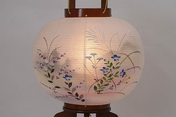 盆提灯 大西生糸工芸 けやき調 絹二重 絵入 詳細画像 大西生糸工芸 盆提灯 けやき調 絹二重 絵入 詳細画像