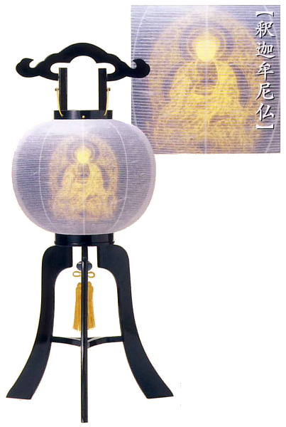 楽灯　10号　釈迦本塗　二重張　廻転（電気コード式）