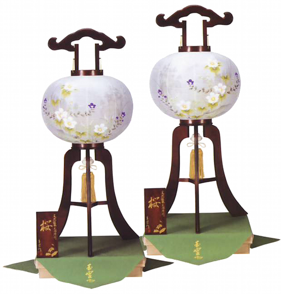 銘木桜絹二重対絵桐箱入（対入）（電気コード式）