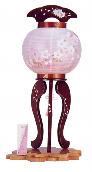 春慶塗蒔絵　6号行灯　二重＜そめいよしの＞（花盆・ナチュラル色付）（スイッチ式電気コード付）【組立不