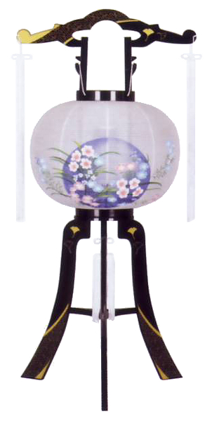 あかり12号綾型蒔絵絵入廻転（電気コード式・プラスチック製）
