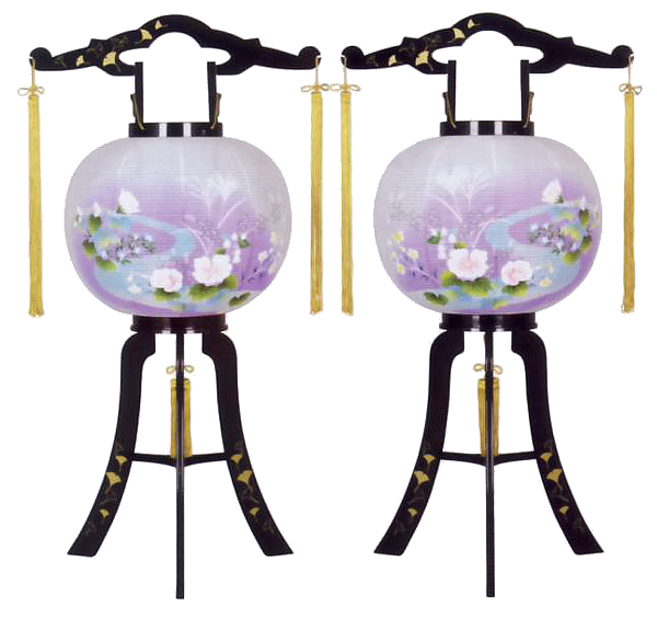 あかり11号銀杏蒔絵絵入廻転（対入）（電気コード式・プラスチック製）