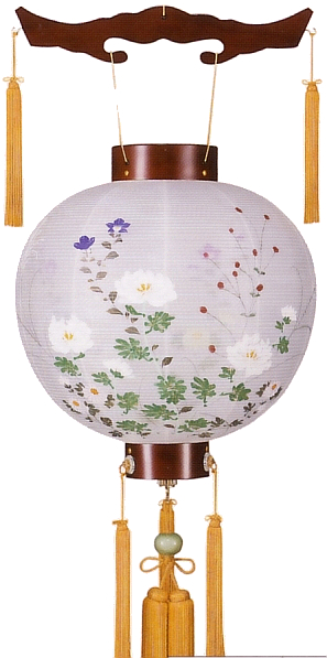 御殿丸ワイン塗絹二重絵入風鎮付    