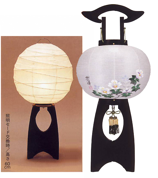 四季灯　黒塗＜二重張・芙蓉＞（照明セード付）（スイッチ式電気コード付）
