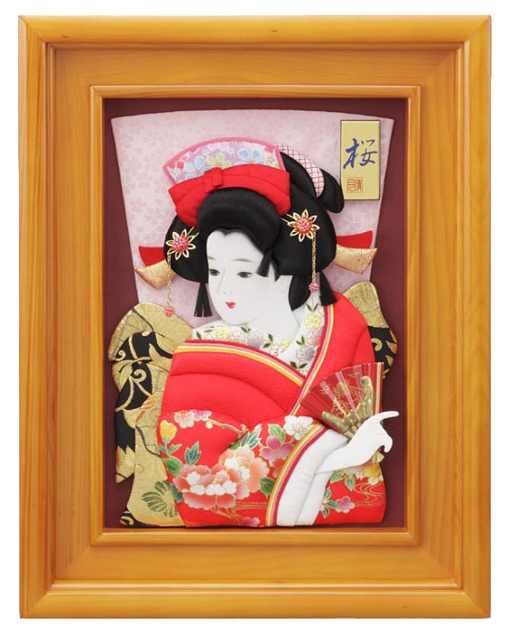 金彩押絵付額飾り　桜