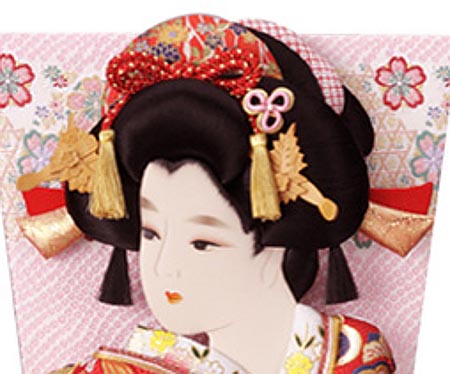 金襴押絵板　雅小町　藤娘