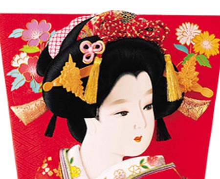 金襴押絵板　雅小町　汐汲