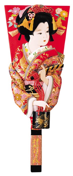 金襴押絵板　雅小町　汐汲