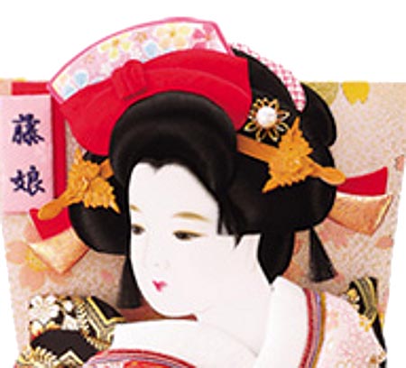 金襴押絵板　新花小町振袖　藤娘