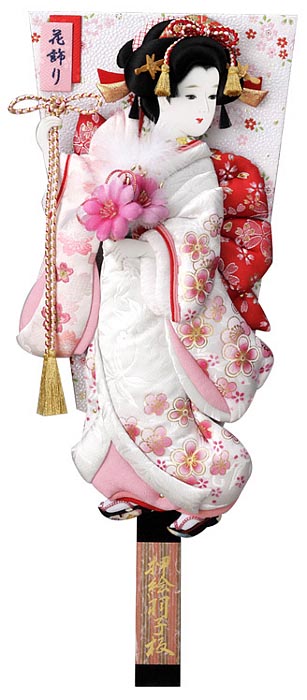 金襴金彩刺繍押絵板　小春　花飾り