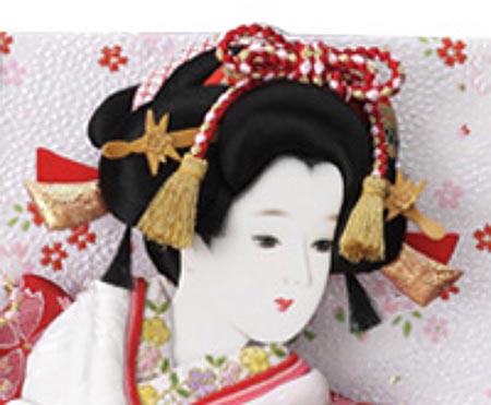 金襴金彩刺繍押絵板　小春　花結び