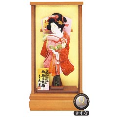 正絹鹿の子振袖　欅塗面取ケース