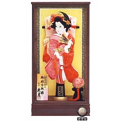 胡蝶　正絹鹿の子振袖　黒檀塗面取ケース