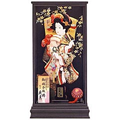 山桜　刺繍振袖　黒艶消面取ケース