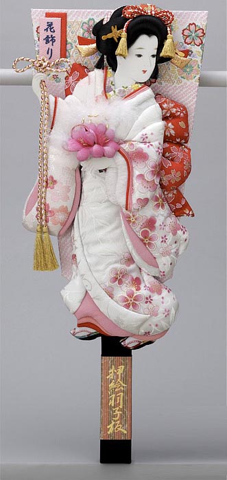 金襴金彩刺繍押絵板　小春　花飾り