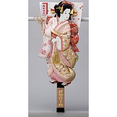 金襴金彩刺繍押絵板　小春　花結び