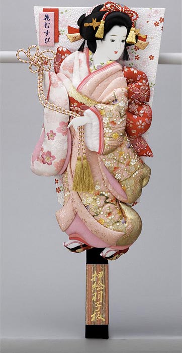 金襴金彩刺繍押絵板　小春　花結び