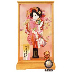羽子板: 正絹鹿の子振袖　総檜面取ケース