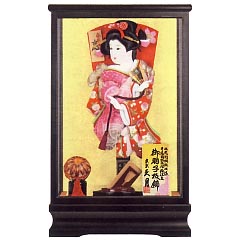 羽子板: 金彩振袖　黒塗ケース