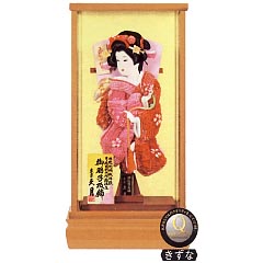 羽子板: 正絹鹿の子振袖　欅塗面取ケース