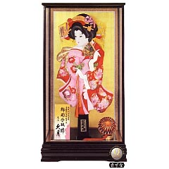 羽子板: 正絹鹿の子振袖　黒塗ケース