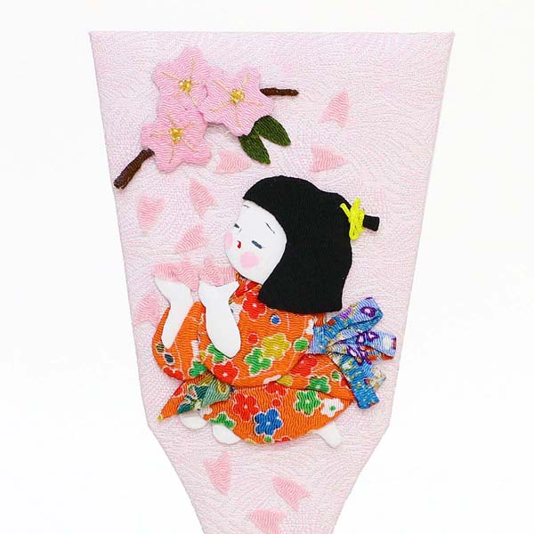 守田 羽子板　わらべ羽子板 春の訪れ パールピンク塗り 壁掛け アクリルケース スタンド付き　詳細画像