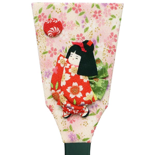 リュウコドウ　 羽子板　ちりめん細工 姫羽子板 鞠あそび 赤パール塗り アクリルケース　詳細画像