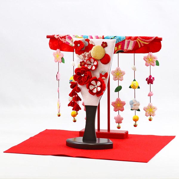 羽子板 美山 つまみ細工 羽子板 赤 花満開桜橘几帳 敷き布セット 詳細画像 美山 羽子板 つまみ細工 羽子板 赤 花満開桜橘几帳 敷き布セット 詳細画像