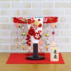 つまみ細工 羽子板 赤 花満開桜橘几帳 敷き布セット