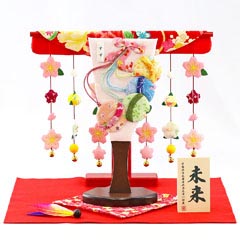 ちりめん細工 姫羽子板 すず 花満開桜橘几帳 敷き布セット