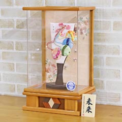 ちりめん細工 姫羽子板 すず 杏 木目 アクリルケース