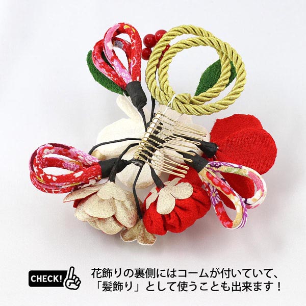 守田　 羽子板　ちりめん細工髪飾り付き パール白/ピンク塗り アクリルケース　詳細画像
