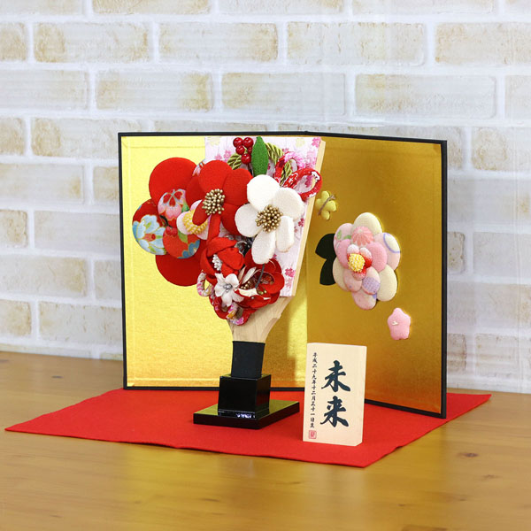 羽子板 守田 ちりめん細工髪飾り付き 花満開屏風 敷き布セット 詳細画像 守田 羽子板 ちりめん細工髪飾り付き 花満開屏風 敷き布セット 詳細画像