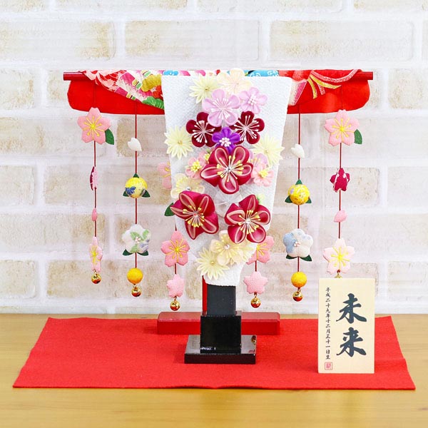 つまみ細工 羽子板 ホワイト 花満開桜橘几帳 敷き布セット