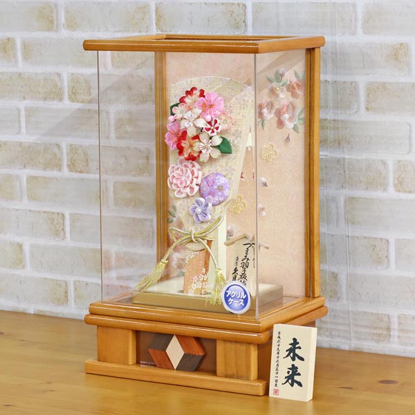 つまみ細工 金紫 20127-1 杏 木目 アクリルケース