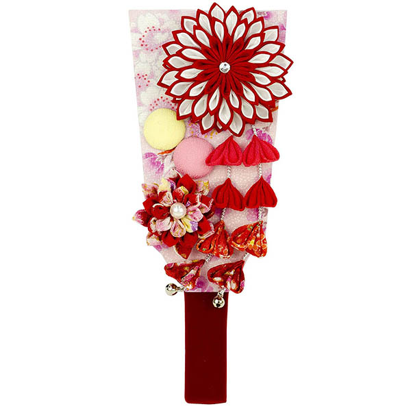 つまみ細工 羽子板 あかね (飾り台別売り)