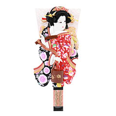 羽子板: 姫振袖 汐汲 縮緬押絵羽子板