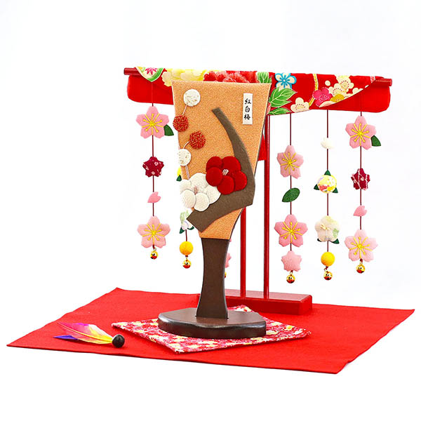 羽子板 守田 ちりめん細工 姫羽子板 紅白梅 花満開桜橘几帳 敷き布セット 詳細画像 守田 羽子板 ちりめん細工 姫羽子板 紅白梅 花満開桜橘几帳 敷き布セット 詳細画像