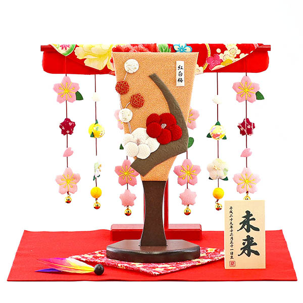 羽子板 守田 ちりめん細工 姫羽子板 紅白梅 花満開桜橘几帳 敷き布セット 詳細画像 守田 羽子板 ちりめん細工 姫羽子板 紅白梅 花満開桜橘几帳 敷き布セット 詳細画像